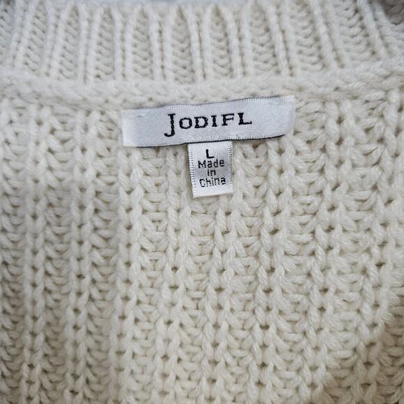 Jodifl Oversized Cream Short Sleeve Women's Sweater. Size Large - Picture 6 of 7